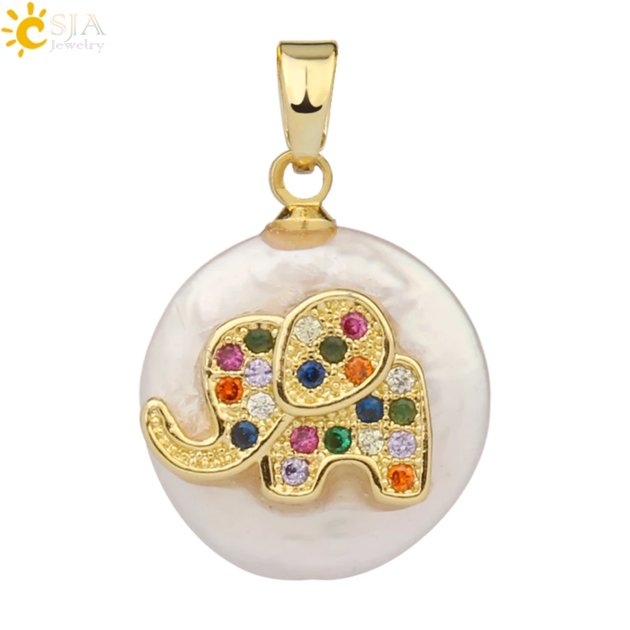 Pendant-N Csja кулон из пресноводного жемчуга крыло животное слон сова кролик растение кактус Подвески ожерелье со стразами для женщин Девушка G216 - Окраска металла: Pendant-N