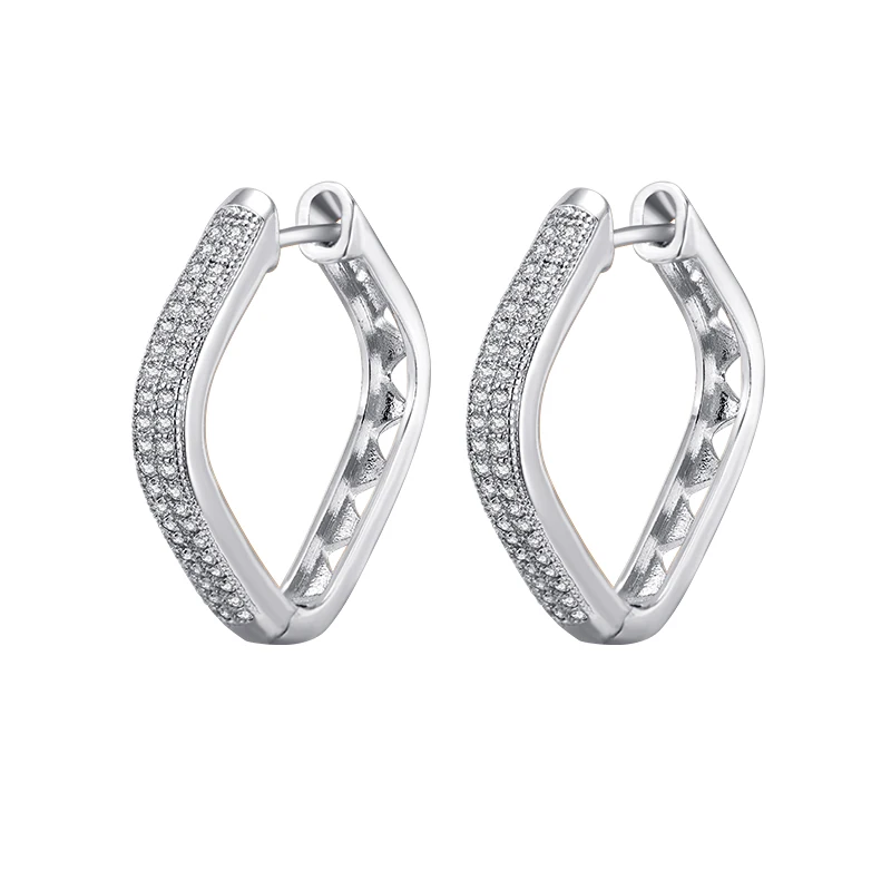 silver MAIKALE, роскошные серьги-кольца золотого и серебряного цвета, большие квадратные серьги с кубическим цирконием для женщин, корейские ювелирные изделия, модные подарки - Окраска металла: silver