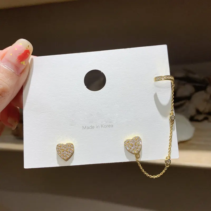 

Earings Fashion Jewelry Rhinestone Cute Ear Clip Love Earrings Long Tassel Earrings For Women Gifts Kolczyki Oorbellen Brincos