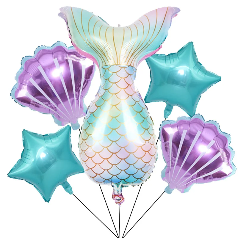 5 шт. Русалка Вечерние Декор баллоны одеяло хвост русалки Фольга шары Детские