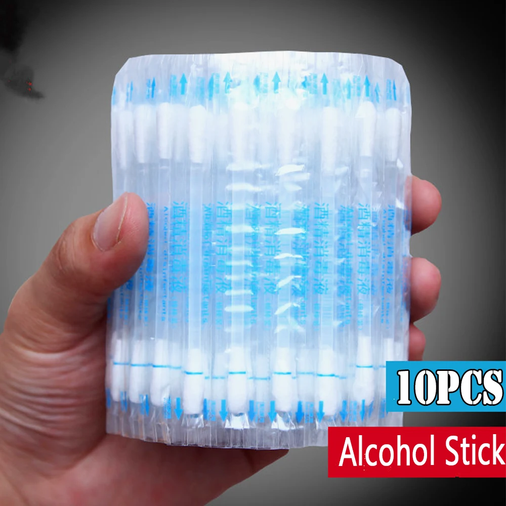 

10pcs Disposable Medical Alcohol Stick Disinfected Double Head Cotton Swab Care Tool Aid Kit 75% Medical Alcohol Emergency Care