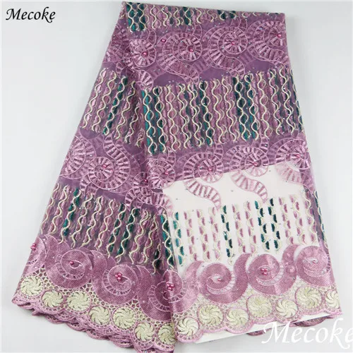 Lilac colour Персиковое вышитое высококачественное Африканское кружевное хлопковое Королевское голубое нигерийское французское меховое кружево - Цвет: Lilac colour