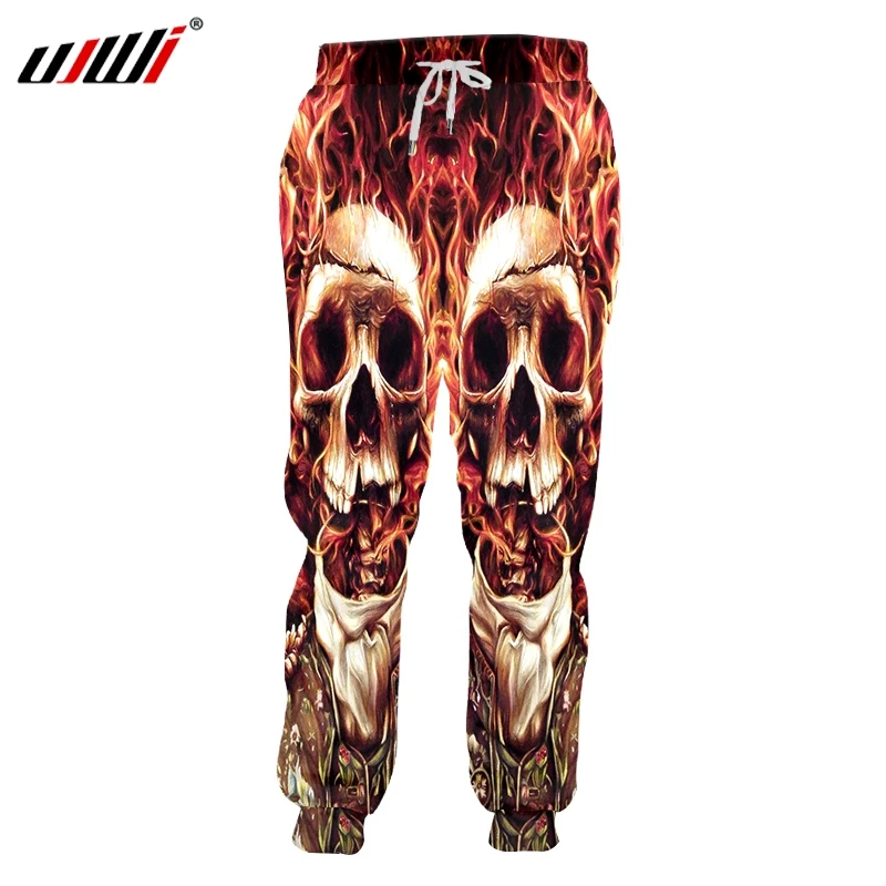 

UJWI Joggers Pants Men 3D Flame Skull Trousers Animal Autumn Fall Winter Trousers Casual Unisex Pants Men Women Sweatpants