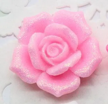 pink 10pcs 10 шт. смешанные цвета 26 мм Смола Роза с блестками цветок с плоской задней Кабошон DIY декоративные украшения для скрапбукинга - Цвет: pink 10pcs