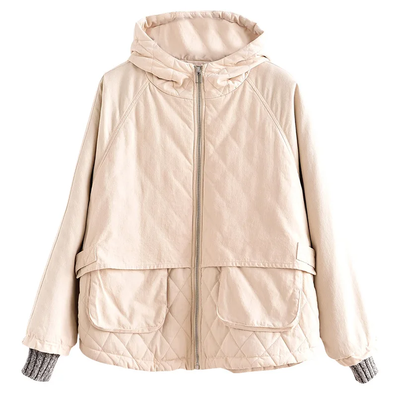 Women's winter 2021 new lamb wool cotton jacket women's loose plus fleece hooded cotton jacket short coat