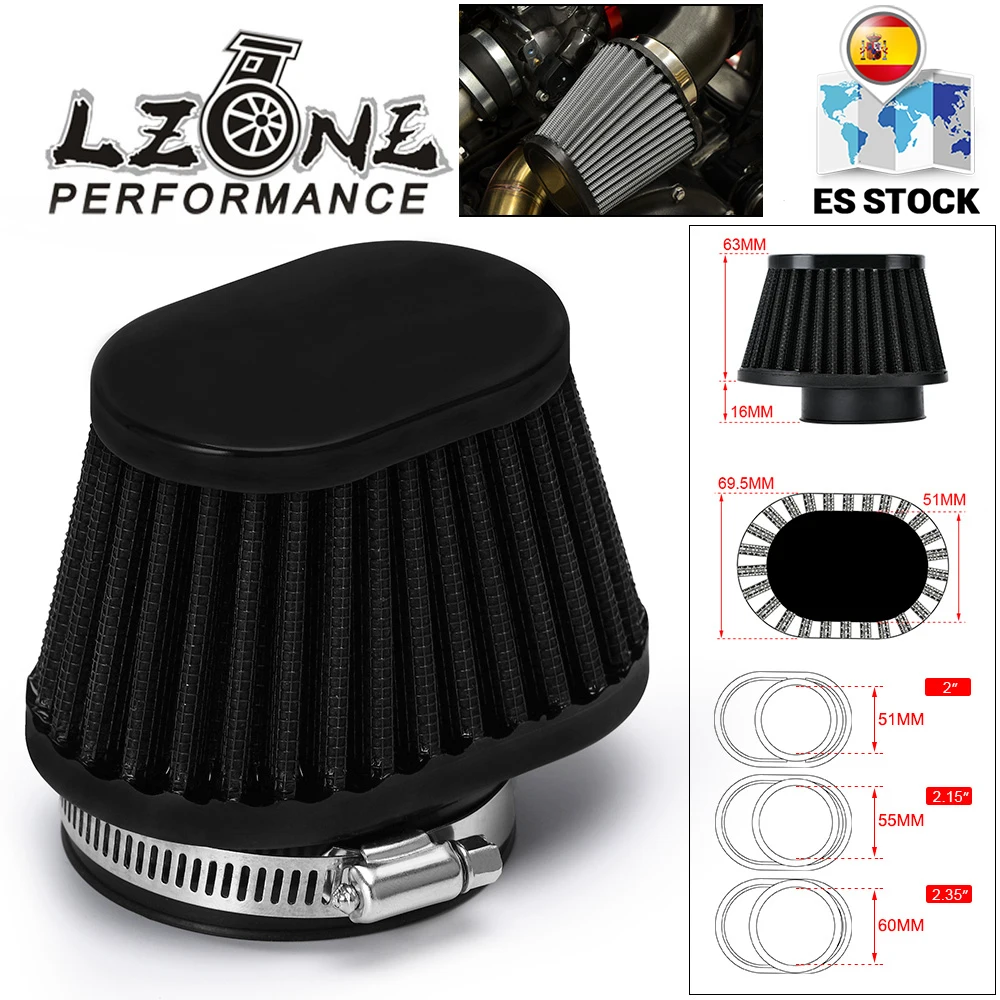 

LZONE - Motorcycle Air Filter 60mm 55mm 51mm Universal for Motor Car Minibike Cold Air Intake High Flow Cone Filter JR-AIT32