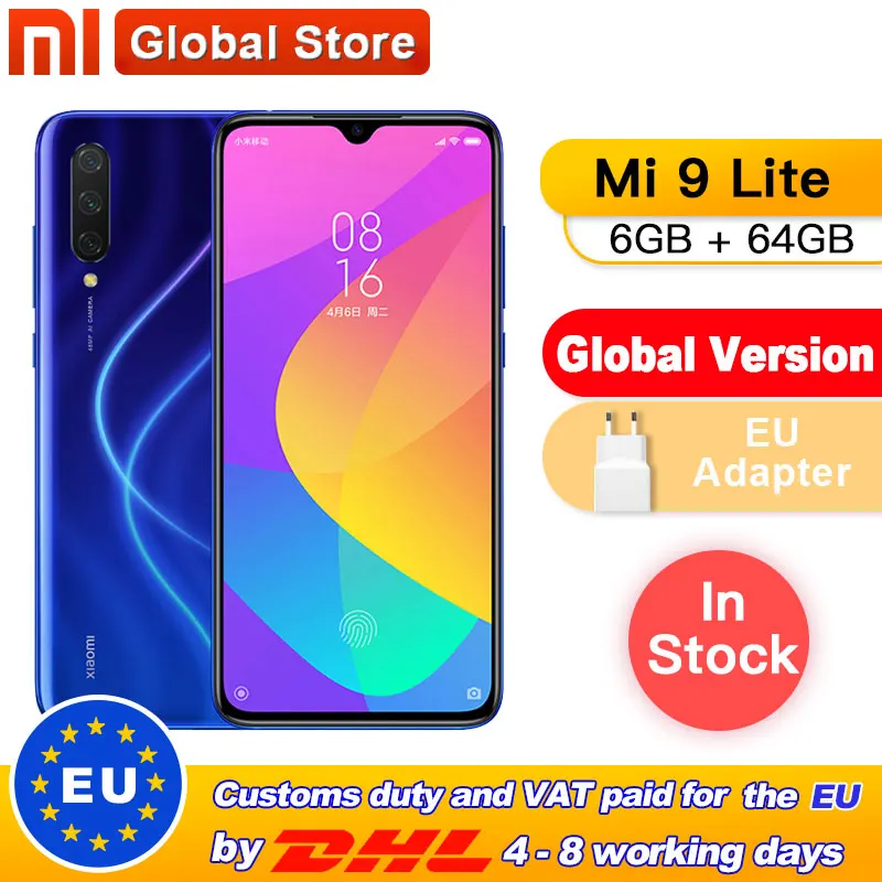 Глобальная версия Xiaomi Mi 9 Lite 6 ГБ 64 Гб Смартфон Snapdragon 710 48MP Тройная камера 32 МП