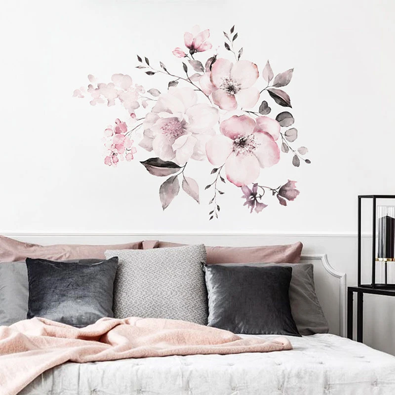 

Pink White Peony Flowers Wall Stickers Wall Floral Decal Mural Home Decoration