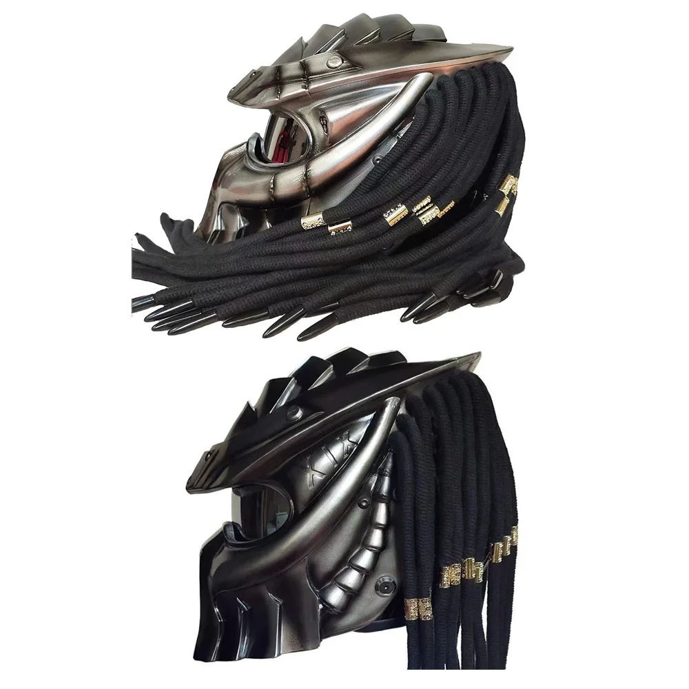 Verkauf Predator Helm Led-leuchten Umgeben Eisen Krieger Mann Helm DOT Sicherheit Zertifizierung Laser Strahl Full Face Motorrad Helm