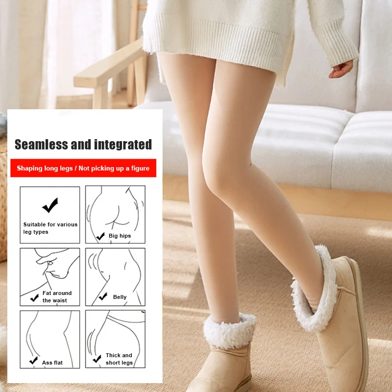 

Leggings Women Legs Fake Translucent Soft Fleece Slim Stretchy Thick Sexy 2019 Hot Sale Winter Warm Jeggings Woman Leggings