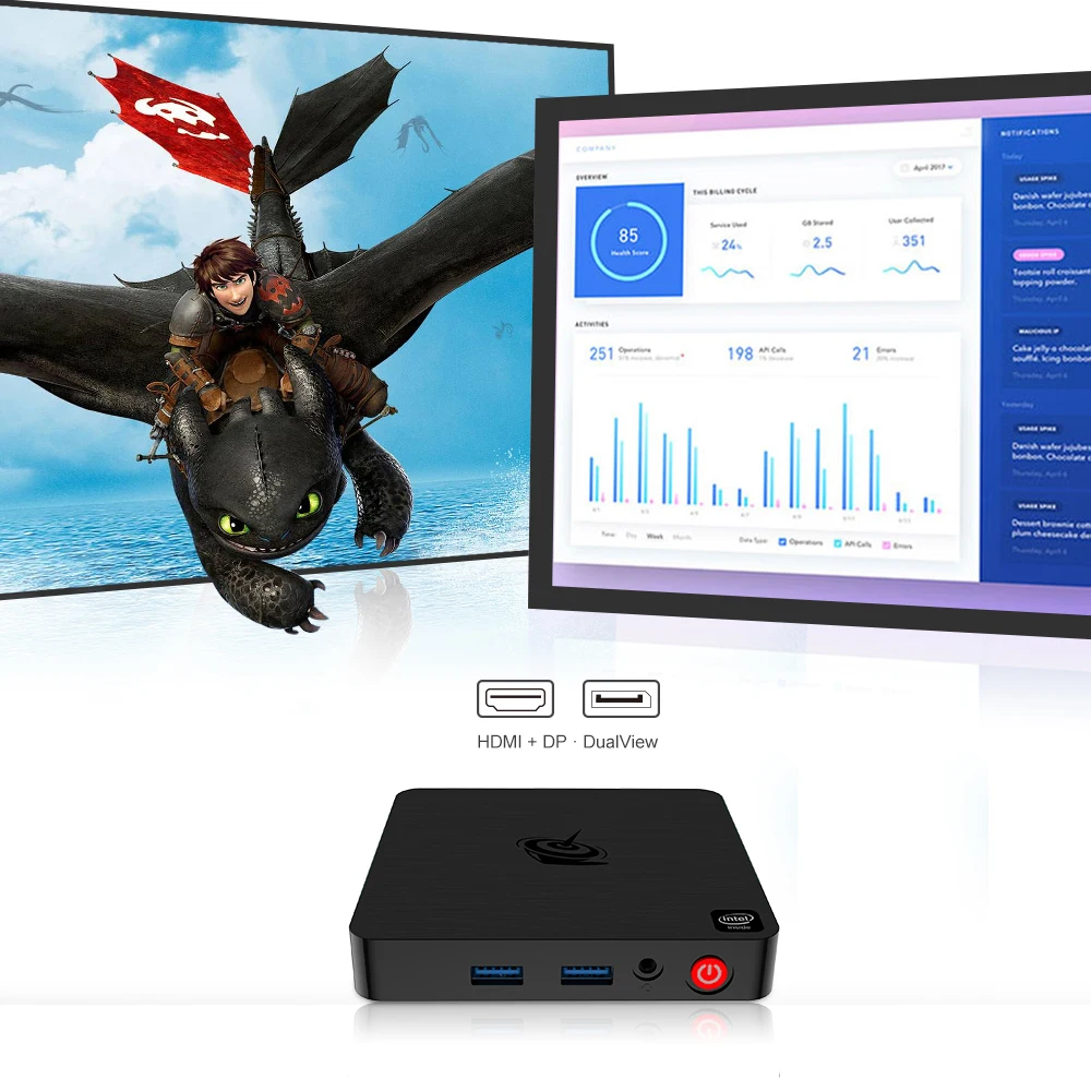 Beelink T4 мини-ПК Intel Atom x5-Z8500 Windows 10 Новый настольный ПК 4 Гб + 64 ГБ 2 4/5 8 ггц WiFi BT4.0 DP