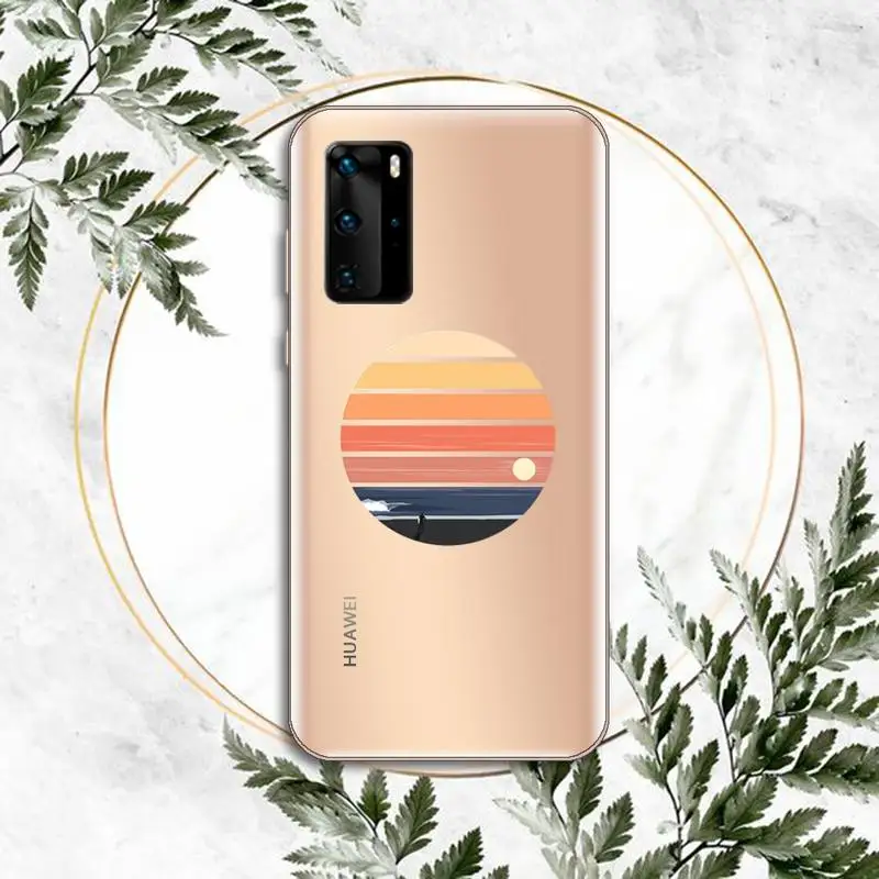 

Hot Sea wave surf summer surfing ocean Phone Case Clear Transparent for huawei honor P 40 30 20 lite Pro 10 i 8 9 x p smart 2019