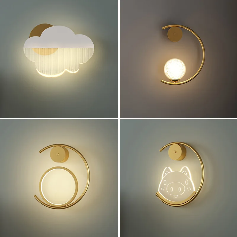 

Modern LED Golden Wall Lamp Bedroom Bedside Lamp Living Room Lights Kitchen Background Wall Staircase Aisle Corridor Lighting