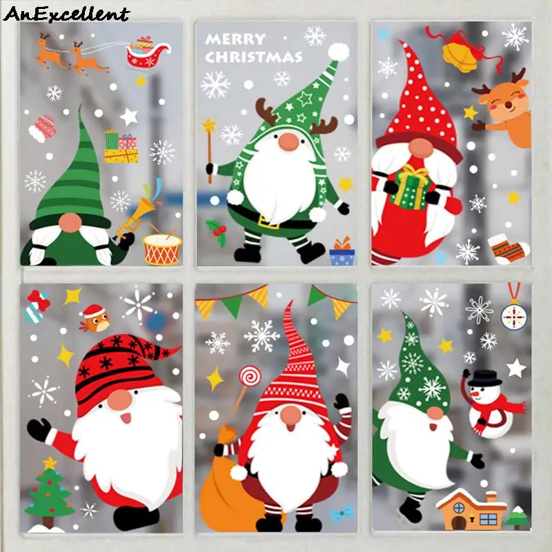 Рождественская настенная статическая наклейка s Санта-Клаус Олень елка окно