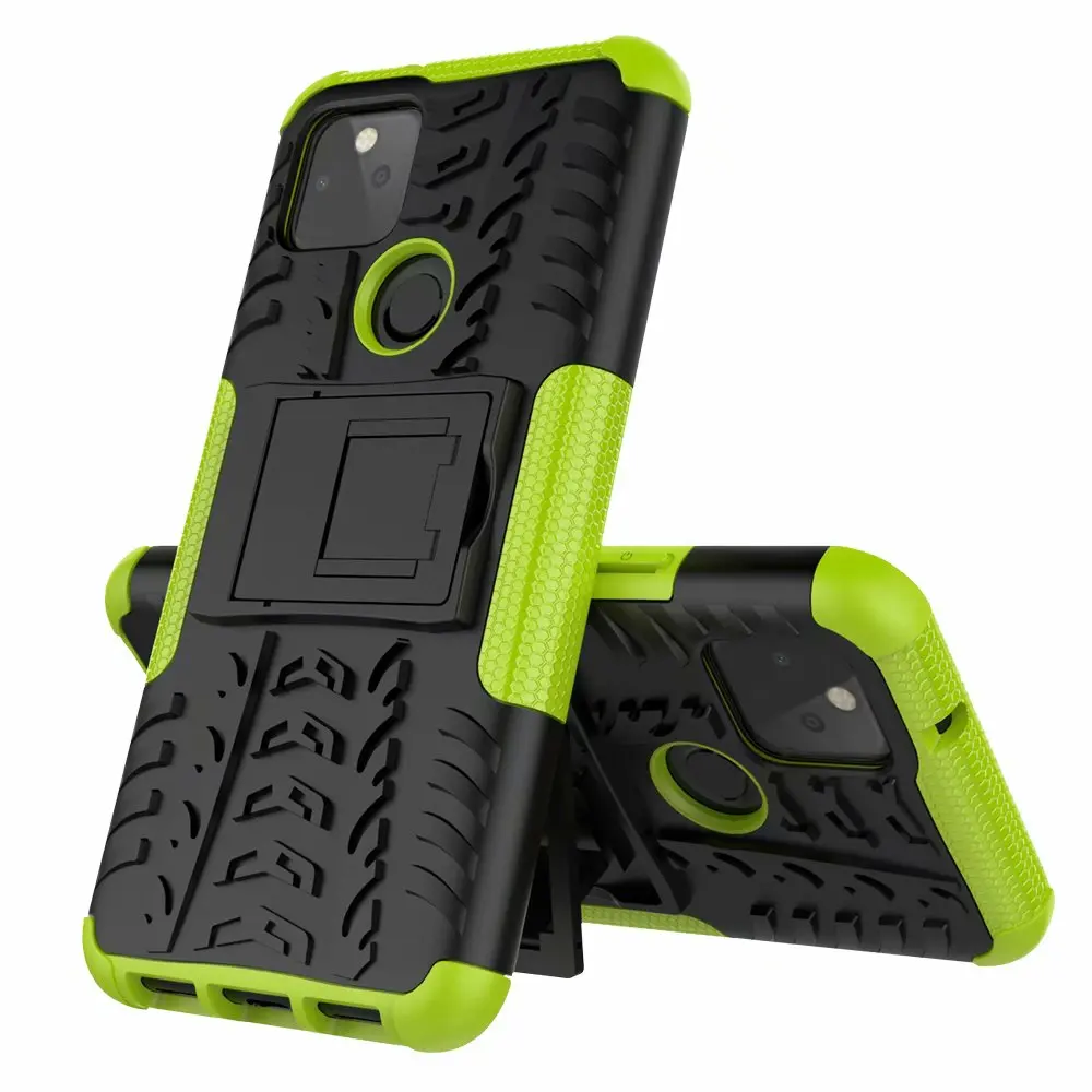 

100pcs/lot Free shipping 2 in 1 Comb Armor Hybrid TPU+PC Hard Cover Stand Case For Google Pixel 5 XL 4A 5G