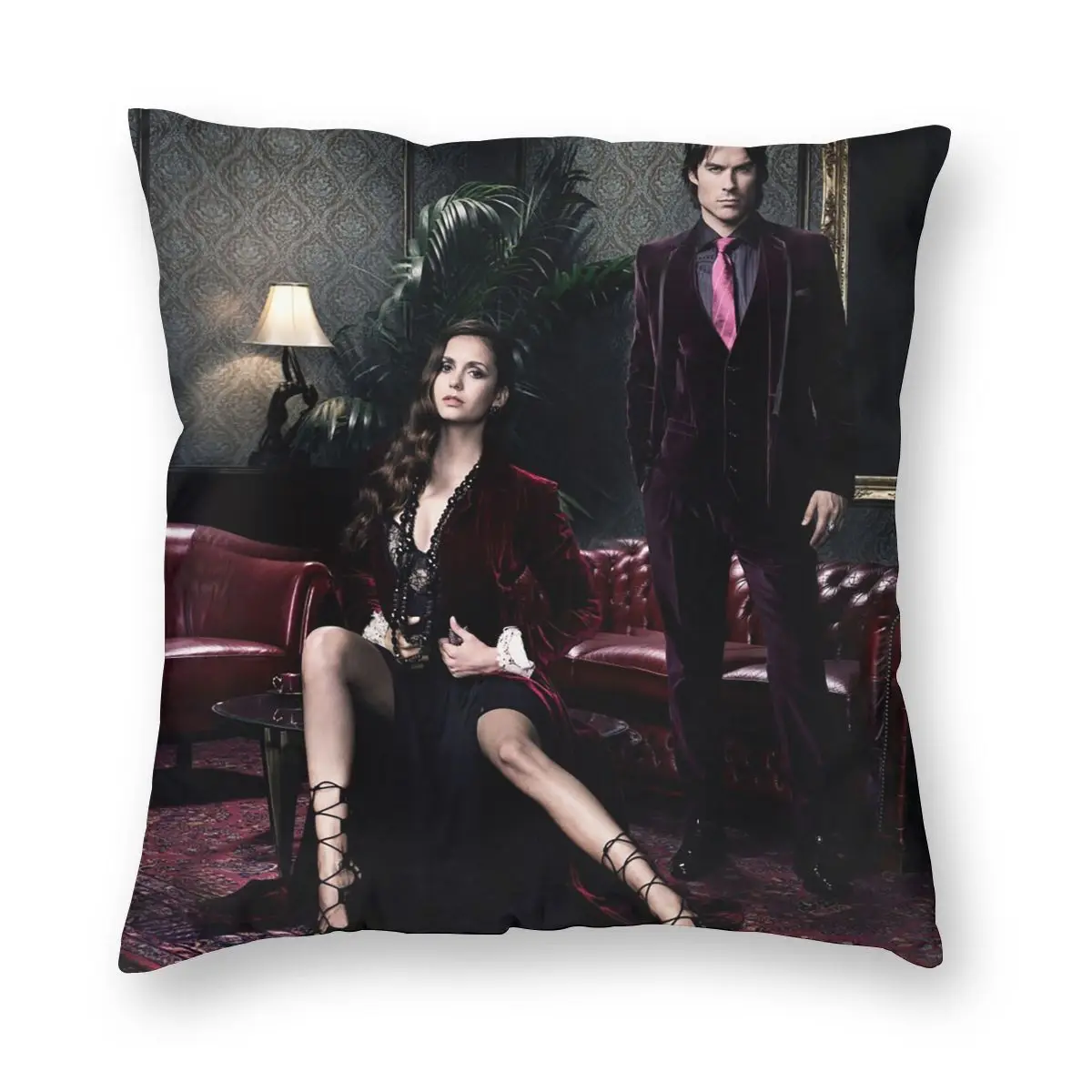 

The Vampire Diaries Pillowcase Printing Cushion Cover Gift TV Show Salvatore Damon Throw Pillow Case Cover Car Dropshipping