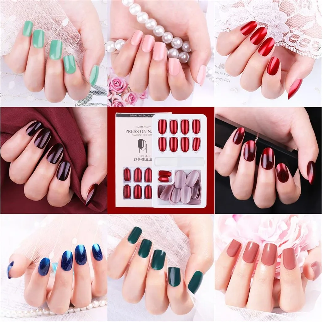 Накладные ногти Короткие круглые мягкие готовые пригодные для носки детали 24