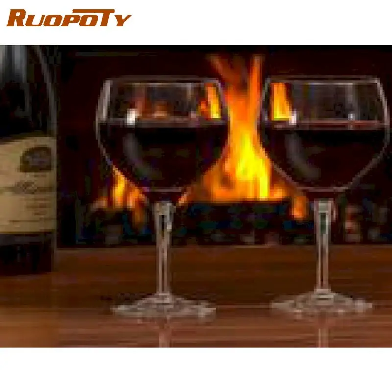 

RUOPOTY Painting By Numbers 40x50cm Framed Two Wine On Table Landscape Oil Picture By Number Handmade DIY Gift Home Wall Art