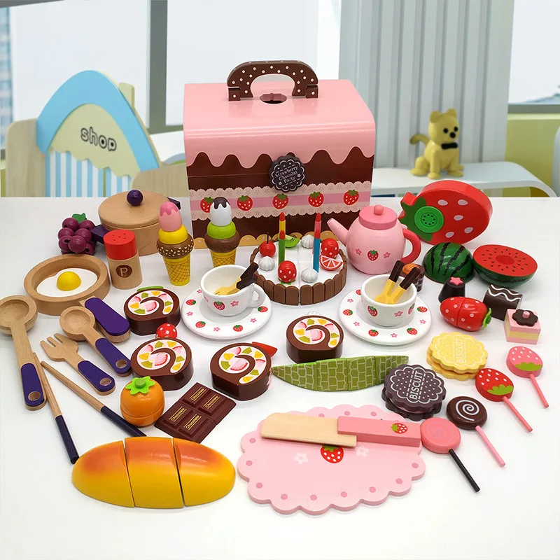 

Новинка 2020, Лидер продаж, деревянная игрушка «сделай сам», детская Семейная Игрушка, торт на день рождения, послеобеденный чай, овощи, фрукты...