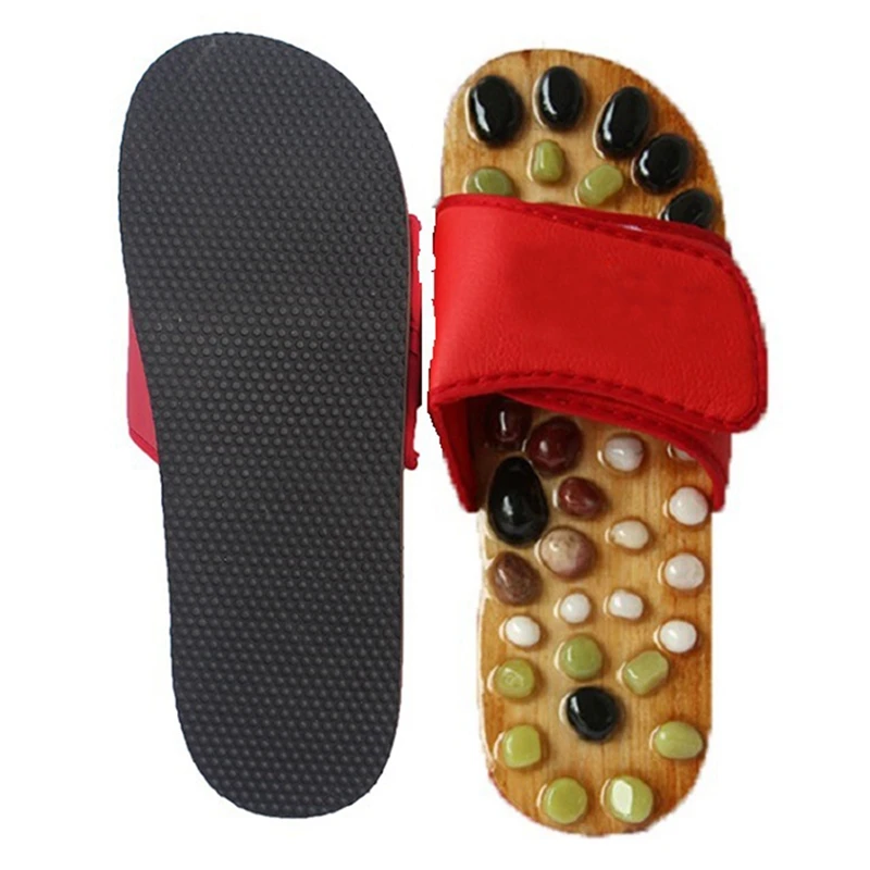 

Natural Pebble Stone Foot Massager Slippers Reflexology Care Blood Activating Foot Acupuncture Point Massage Shoes
