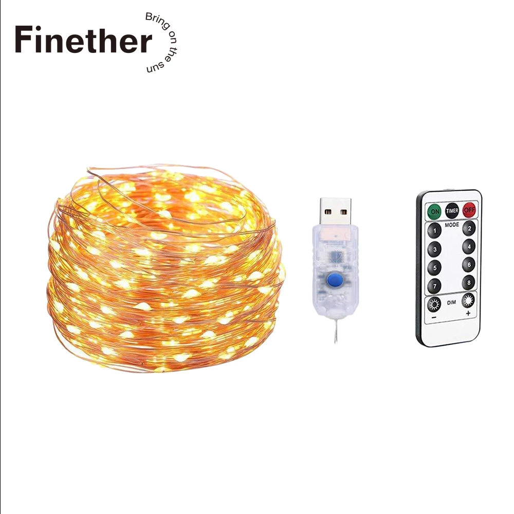 Светодиодный гирлянда с питанием от USB медная проволока пульт дистанционного
