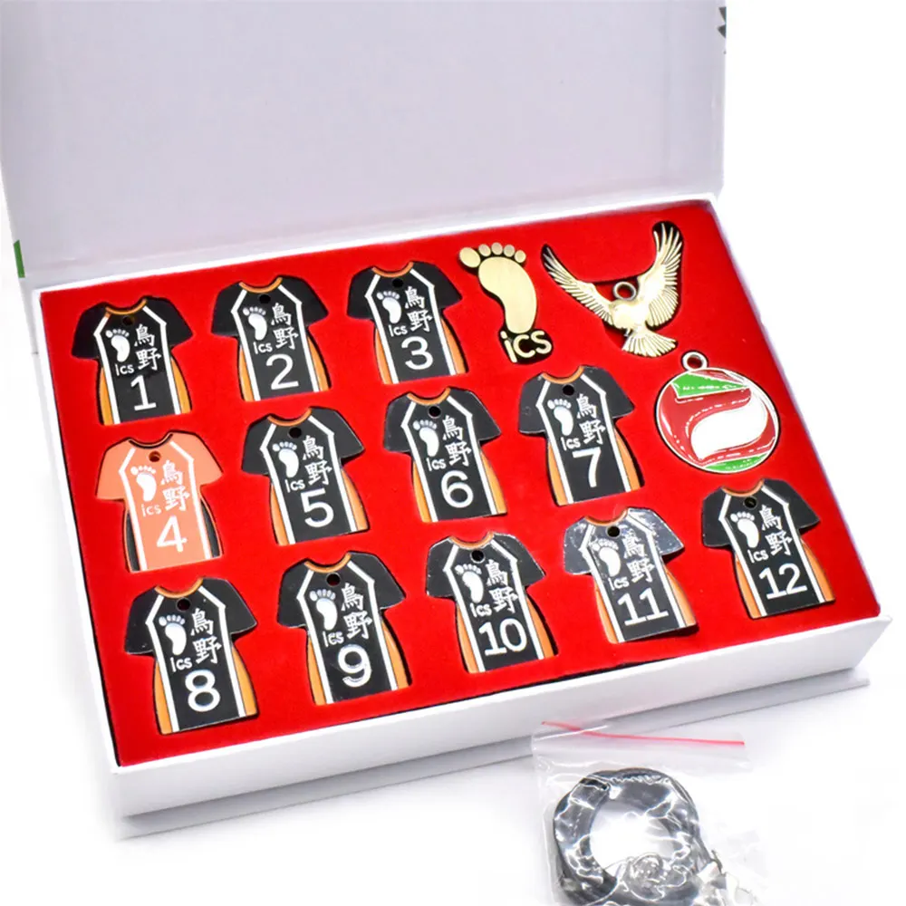 

Anime Haikyuu 15pcs Keychain Keyring Necklace Pendant Cosplay Collection Box Gifts Set