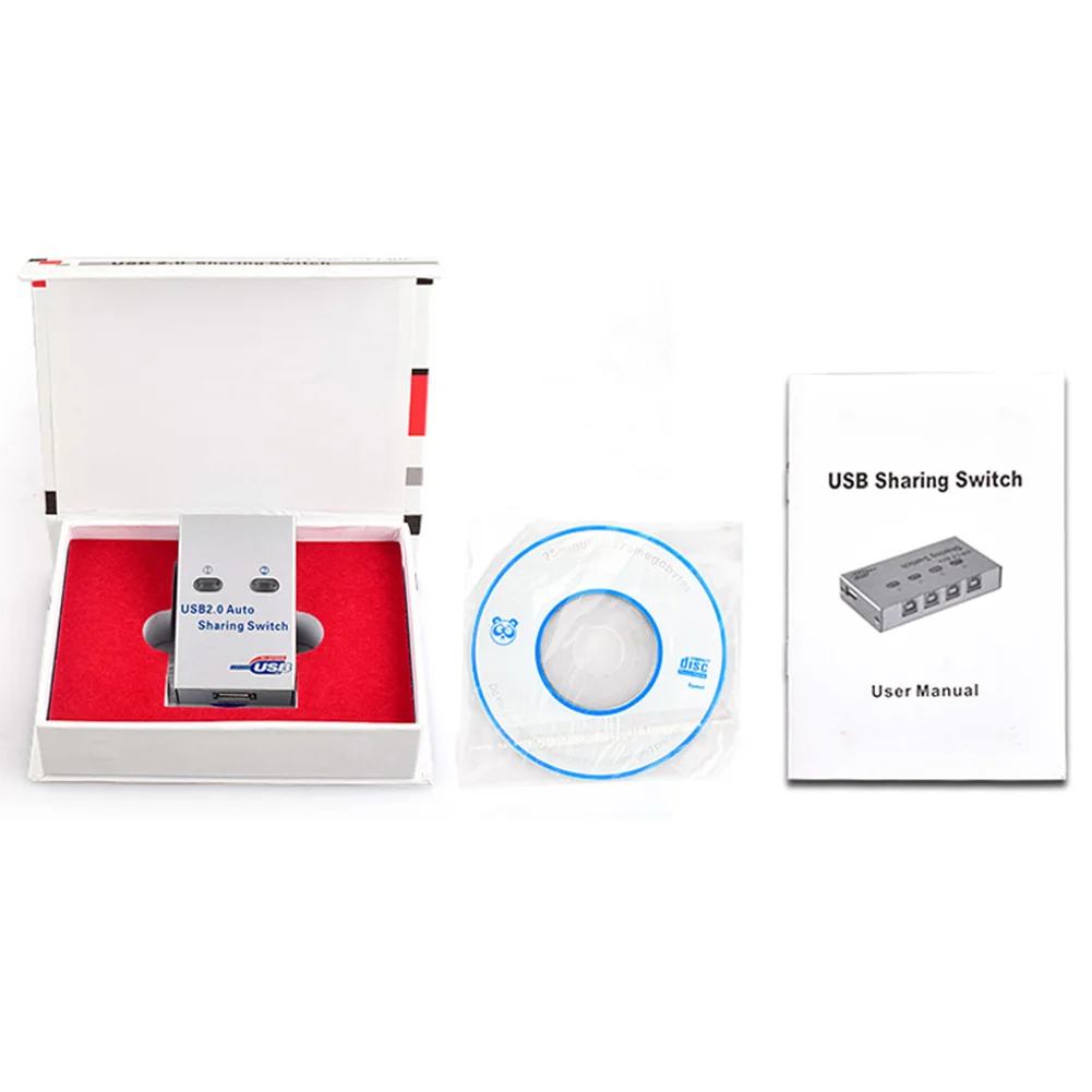 

USB 2.0 Accessories Computer Device Adapter Box Scanner Office Switch HUB 2 Port Metal PC Compact Printer Sharing Splitter