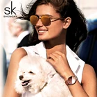 Часы наручные SK женские кварцевые, роскошные креативные модные водонепроницаемые, с кожаным ремешком