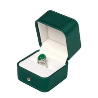 new retro green flat pu leather brushed golden lock jewelry ring necklace packing box built in beads card slot removed for gifts