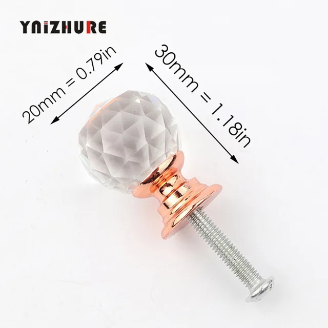 20mm Ball Rose YNIZHURE брендовые Хрустальные стеклянные ручки для шкафа ручки для выдвижных ящиков кухонный шкаф ручки оборудование для обработки мебели - Цвет: 20mm Ball Rose