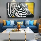 Скандинавская черно-белая зебра на холсте художественные плакаты Голова зебры животные настенные картины для декора гостиной