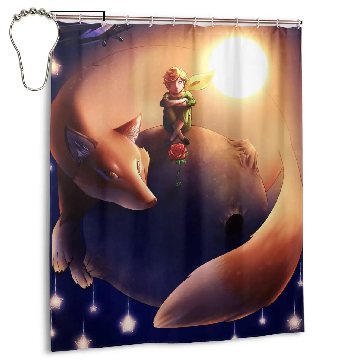 

3D The Little Prince Shower Curtains Bathroom Curtain Frabic fox Waterproof Polyester Bath Curtain with Hooks