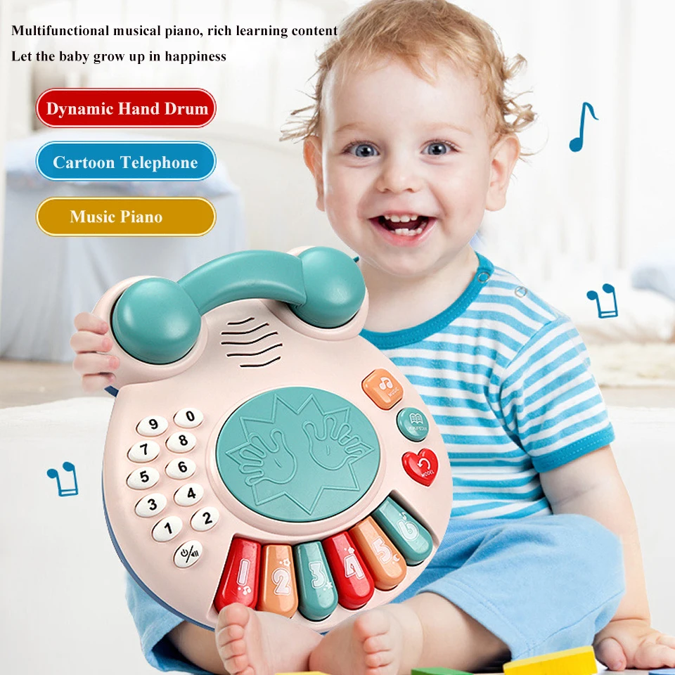 

Children Piano Music Telephone Drum Baby Multifunctional Piano Phone Hand Drum Toy Baby Educational Toys