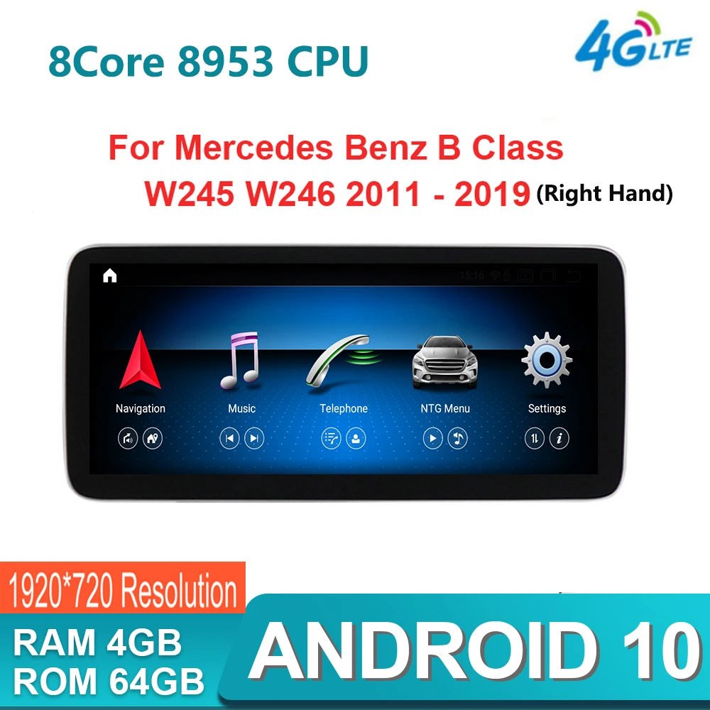 

IPS Android 10 Car dvd radio multimedia GPS Navigation for Benz Mercedes Benz B Class W245 W246 2011-2019 Right hand RHD