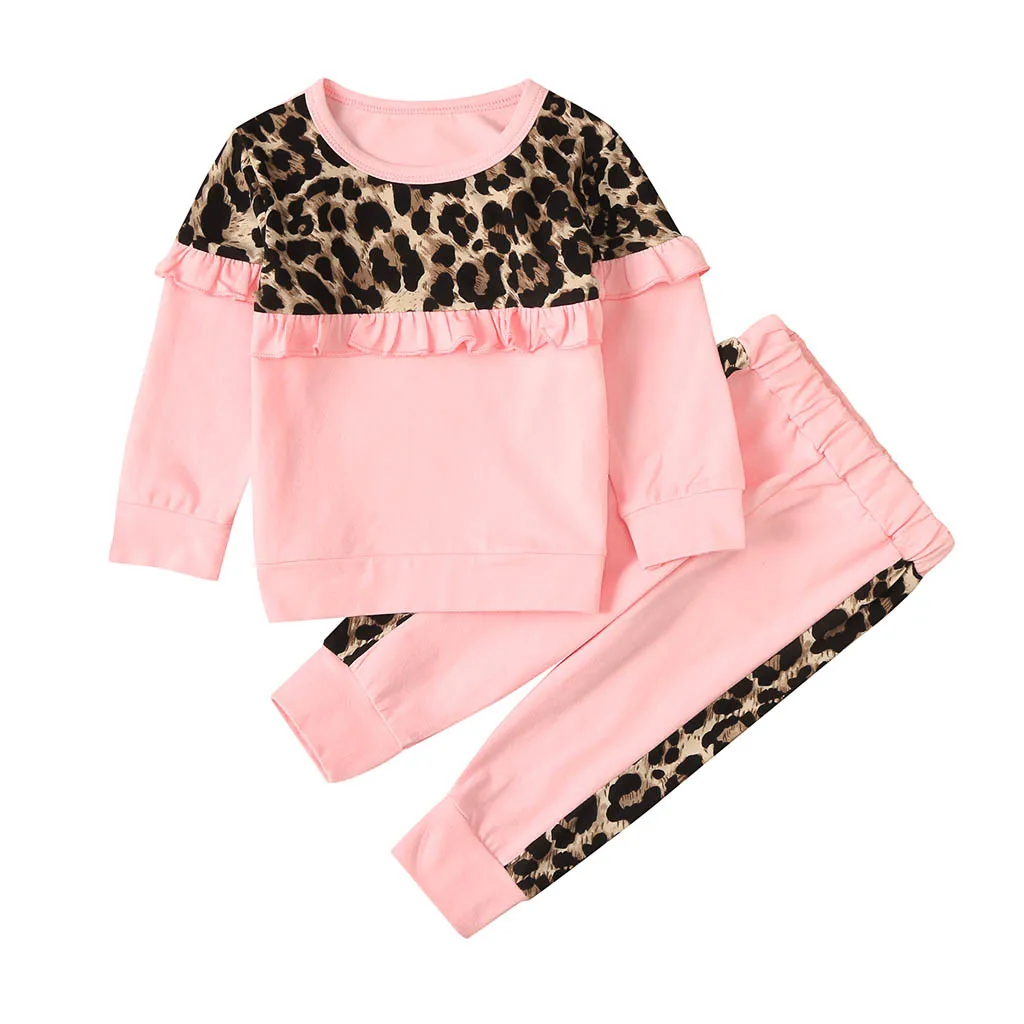 Комплект из 2 предметов для маленьких девочек топы с леопардовым принтом и