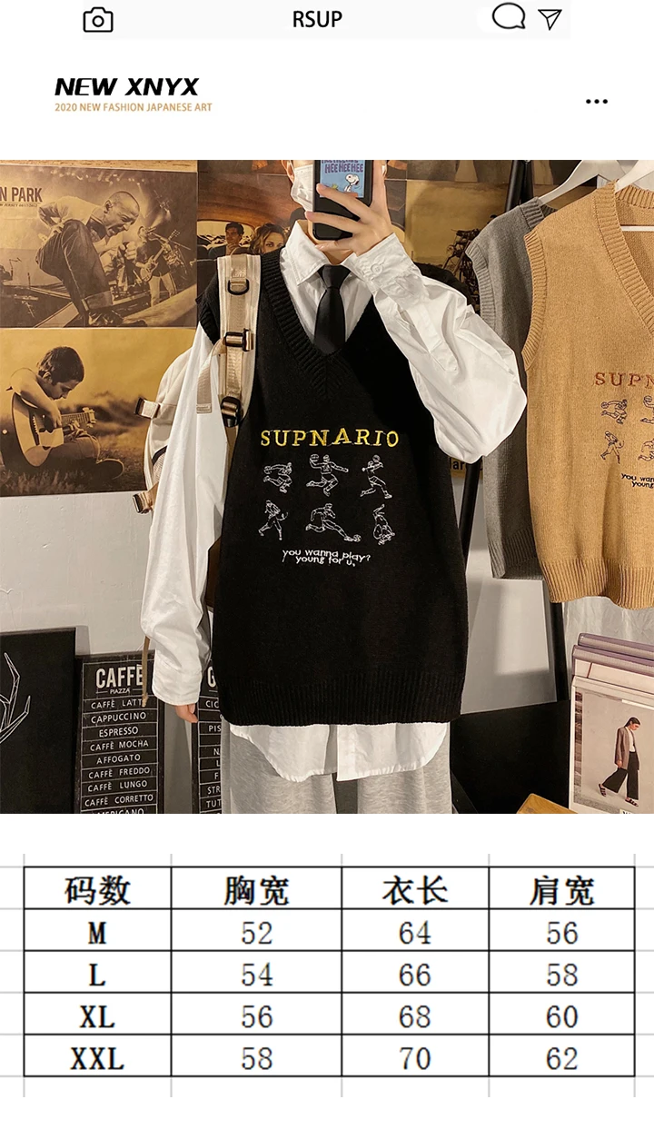 

Autumn and Winter Hong Kong Ins Sleeveless Knitted Sweater Vest Men's Korean Style Trendy Casual Lovers Wild Waistcoat