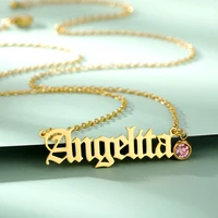 stainless steel custom name necklace for women personalized birthstone necklaces female engrave names aesthetic jewelry gift