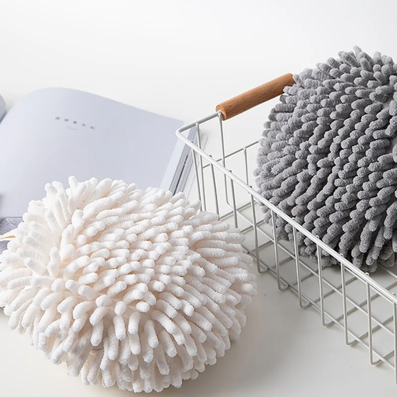 

Home Kitchen And Bathroom Supplies Innovative Hanging Chenille Material Handball Absorbent Towel New Product