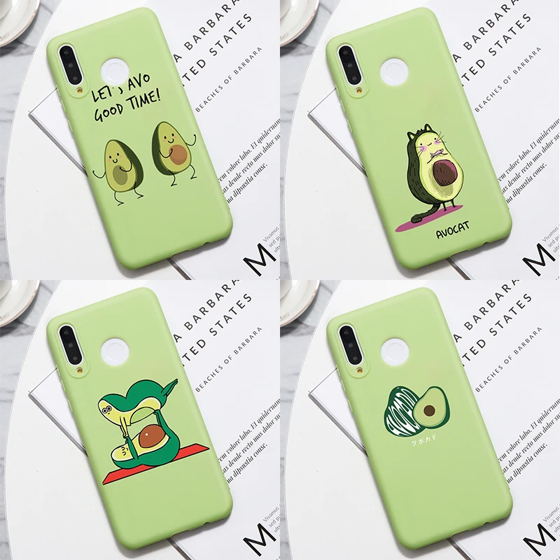 Зеленый матовый чехол Avocado для huawei P20 P30 mate 30 20 10 Lite Pro P Smart, мягкий чехол для huawei P8 P9 P10 Lite