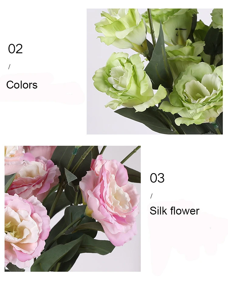 1 шт. Европейский искусственный цветок 4 головки поддельные Эустома Gradiflorus Lisianthus Рождество Свадьба Праздник декор дома 9 цветов