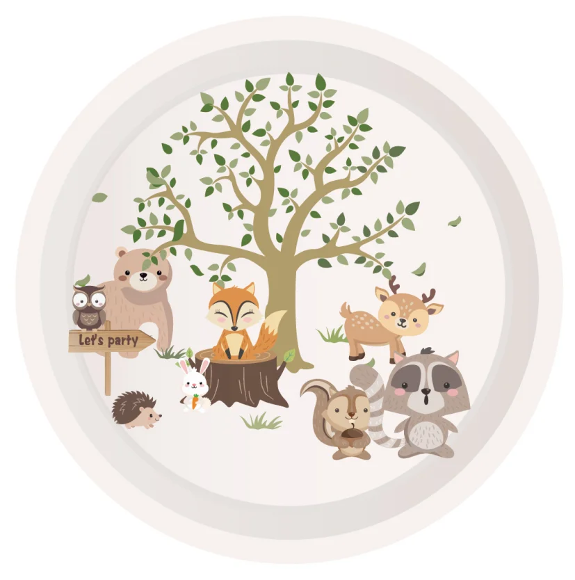 Baby Shower лесной Животные вечерние ужин пластины одноразовая посуда коробка сафари