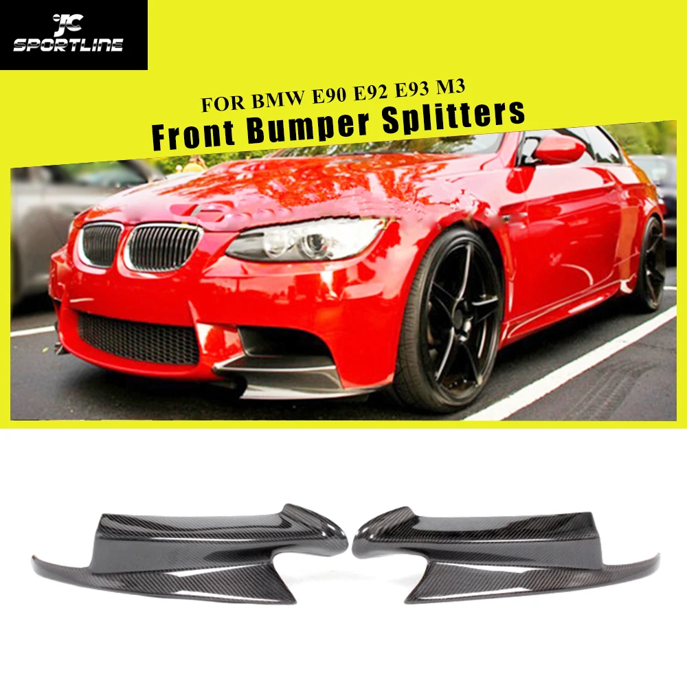 Front Bumper Lip Splitters Cupwings for BMW 3 Series E92 E90 E93 M3 Non M Sport 2 Door 4 Door 2007 - 2013 Carbon Fiber / FRP