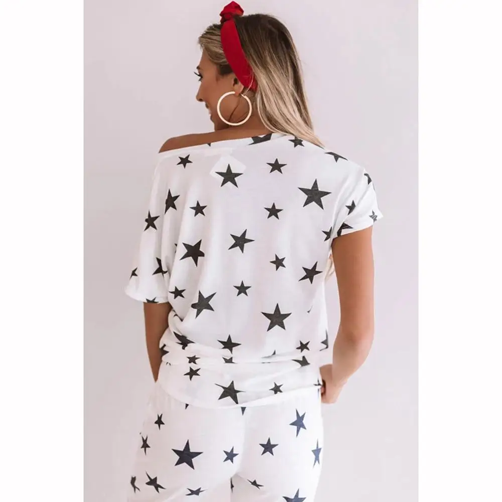 2020 New Europe and America Women's Home Clothes Two Piece Set Summer Fashion Star Print Pants