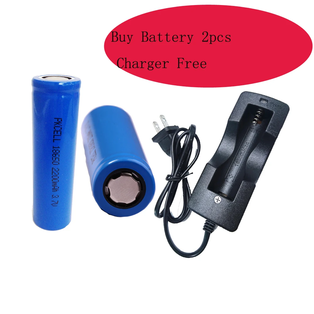 PKCELL ICR18650B 3,7 v 2200 mah 18650 литиевая аккумуляторная батарея батареи плоский верх(без PCB)(подарок 18650 зарядное устройство
