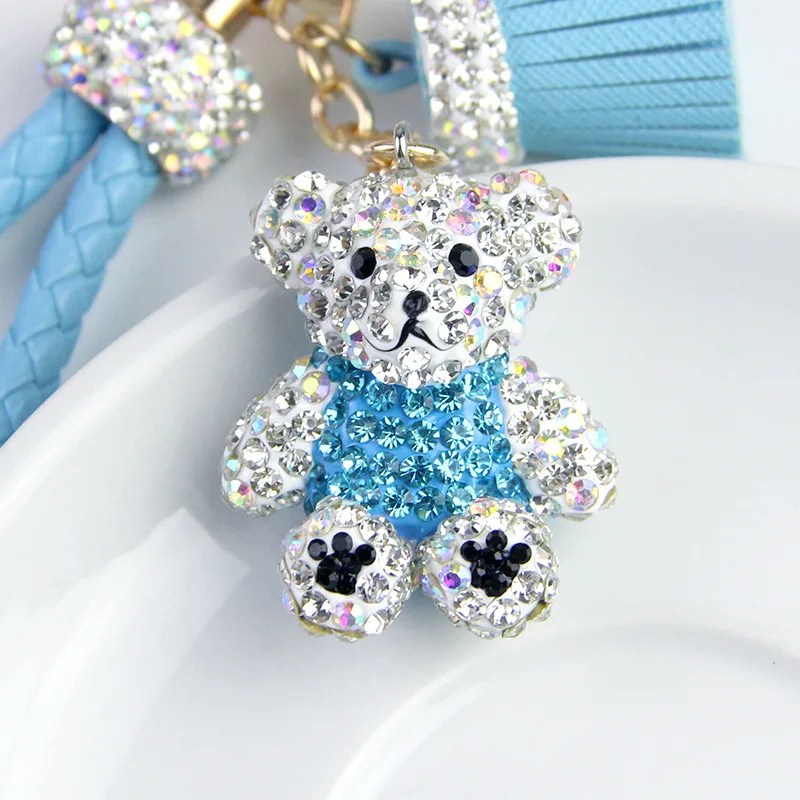 Хрустальный брелок стразы из сплава для женщин золотистый Медведь тедди сумка