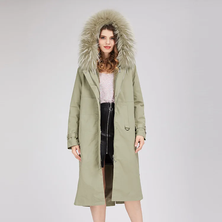 2019 New Arrival 1 Color Raccoon Fur Collar Rex Rabbit Liner Parka Overcoat High Quality Lady's Coat | Женская одежда