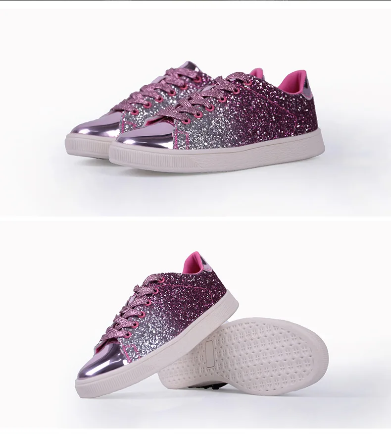 

Sneakers Women Shoes 2020 Spring Casual Sequins Lace Up Slip On Flat Heart Shoes Vulcanized Shoes Runing Sport Platform Sneakers