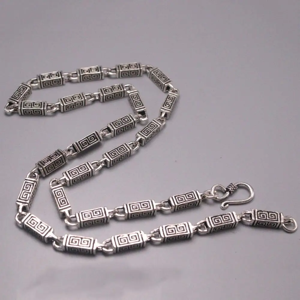 

Genuinely Real S925 Silver Necklace For Men Man Unique 5mm Rectangle Retro Simple Chain 20inchL Gift