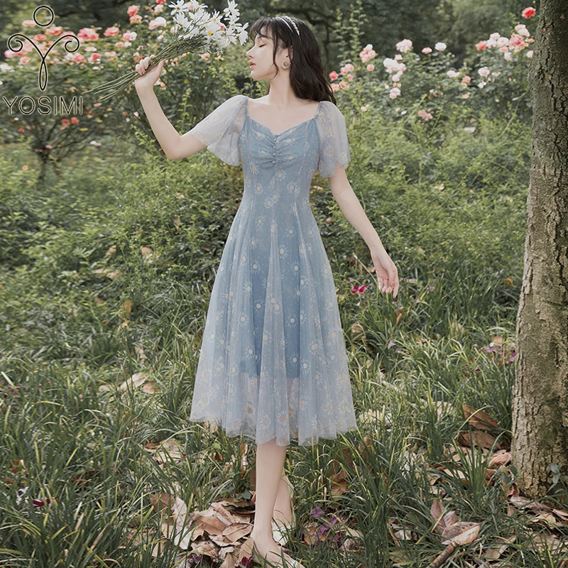 

YOSIMI длинное женское платье элегантный 2020 летние шорты с длинными рукавами, с v-образной горловиной вечернее вечерние платье миди с пышной юб...