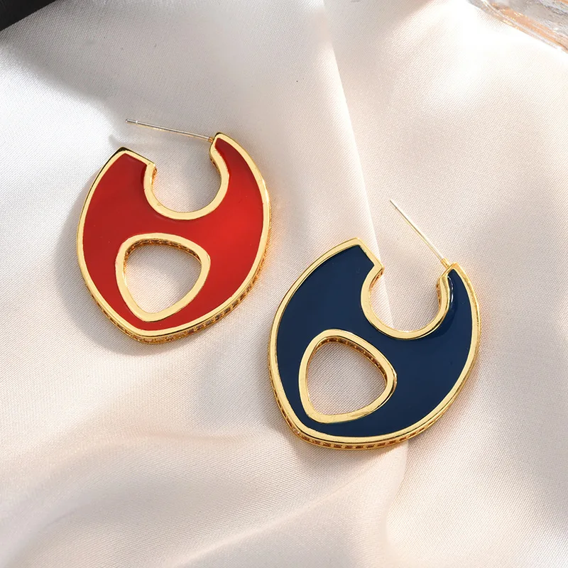 Европейские ретро эмалированные серьги модные современные дугообразные